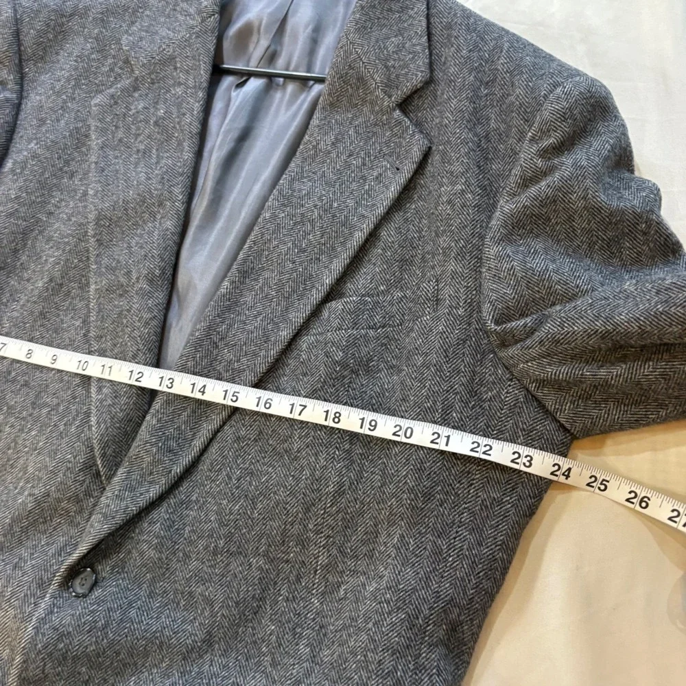 Ron Chereskin Mens Gray Herringbone Wool Camel Hair‎ Sport Coat Blazer 46R